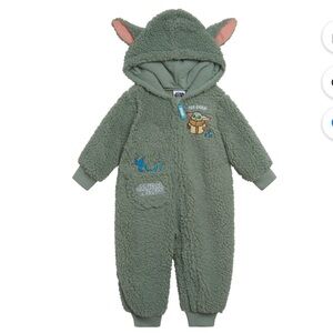 Star Wars The Mandalorian Grogu Cozy Sherpa Zip Up Cosplay Onesie
